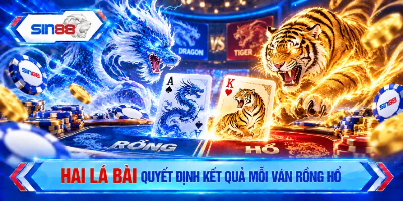 Hai lá bài quyết định kết quả mỗi ván Dragon Tiger SIN88